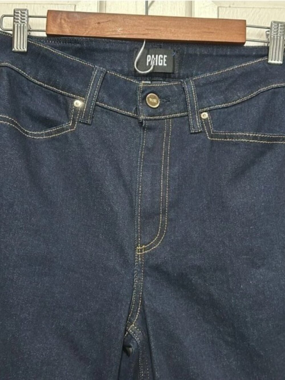 Paige Women’s Charlie Flare Jean High Rise Kira Dark Blue Wide Jean 28 - Picture 6 of 12